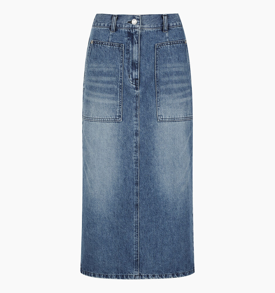 Blue long jean skirt - sisley k longuette skirts - Blue | Sisley K image number 2